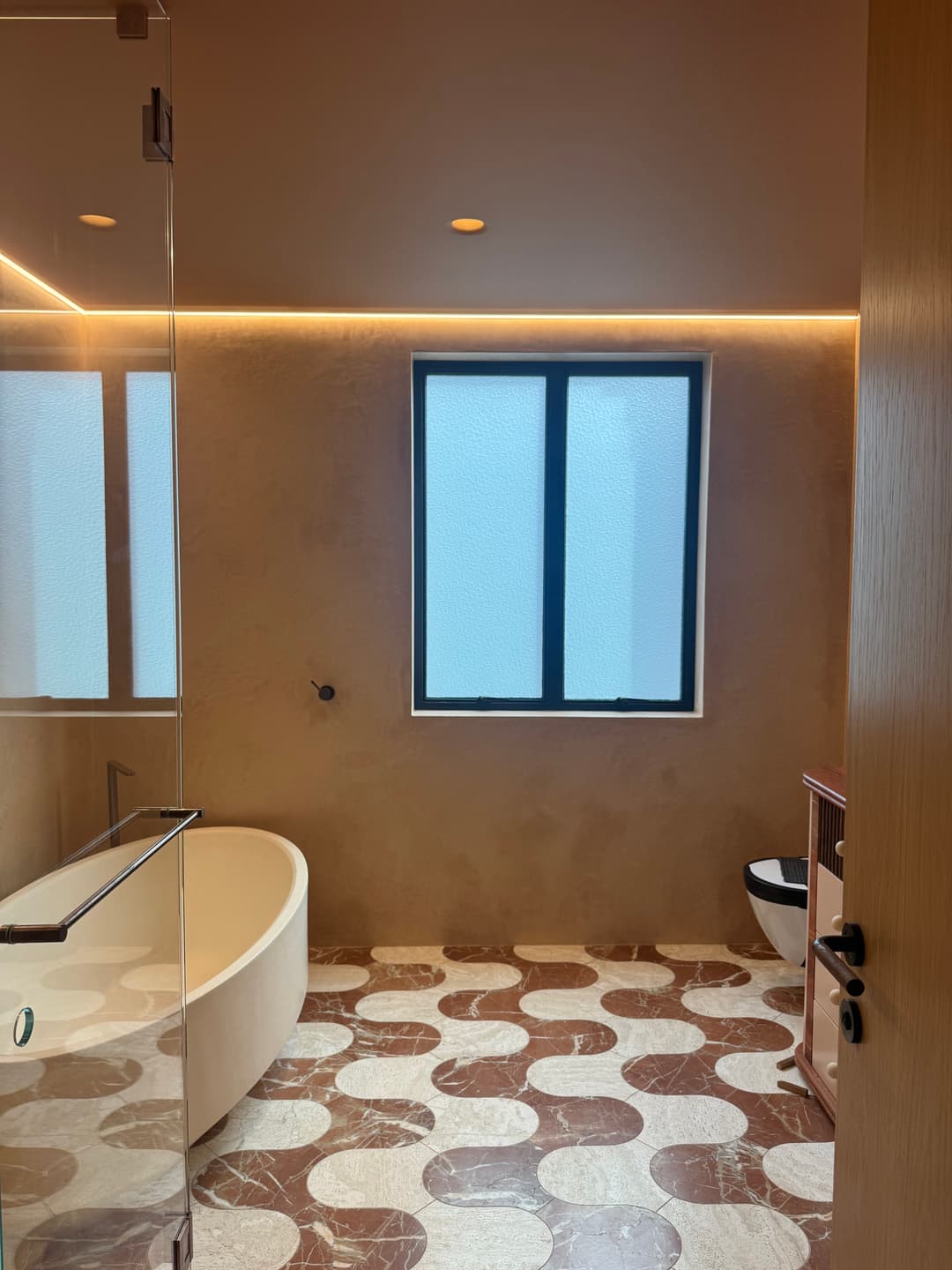Professional bathroom window caulking and sealing work in Mosman luxury home