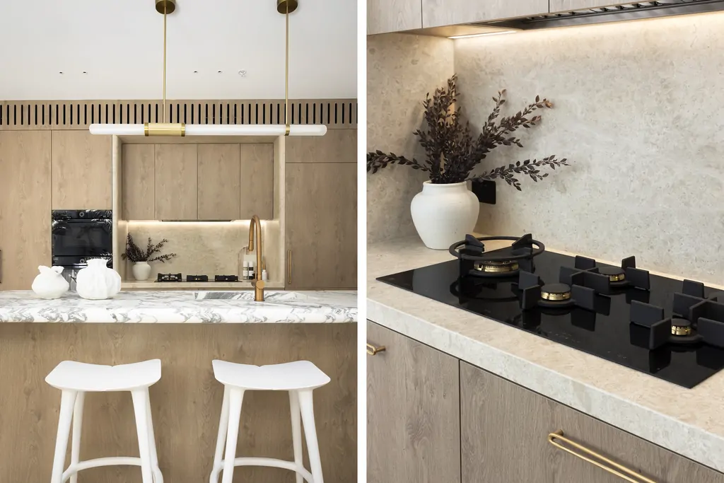 High-end residential caulking - kitchen and living area